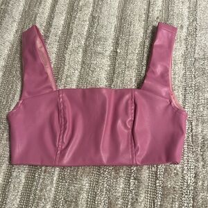pink edikted faux leather going out top